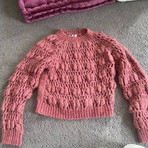 Chunky knit alpaca wool sweater (blush color)